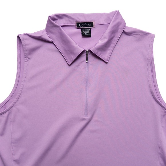 Golftini Womens XL Sleeveless Zip Tech Polo Lavender Golf Tennis - Picture 3 of 12